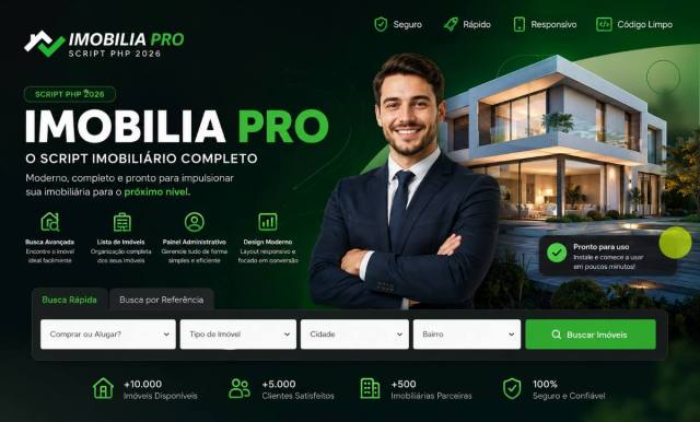 Imobilia PRO 2026 – Script PHP para Imobiliária com Painel Administrativo + Código Fonte Completo