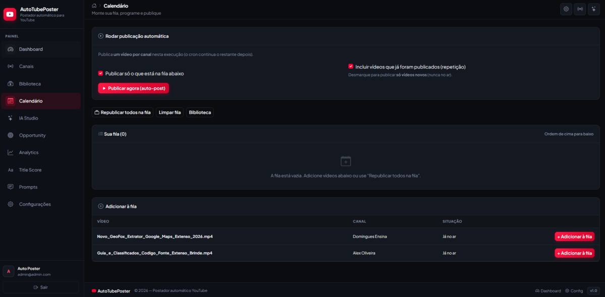 Sistema Postador em PHP Automático para YouTube Multicanais + Código Fonte