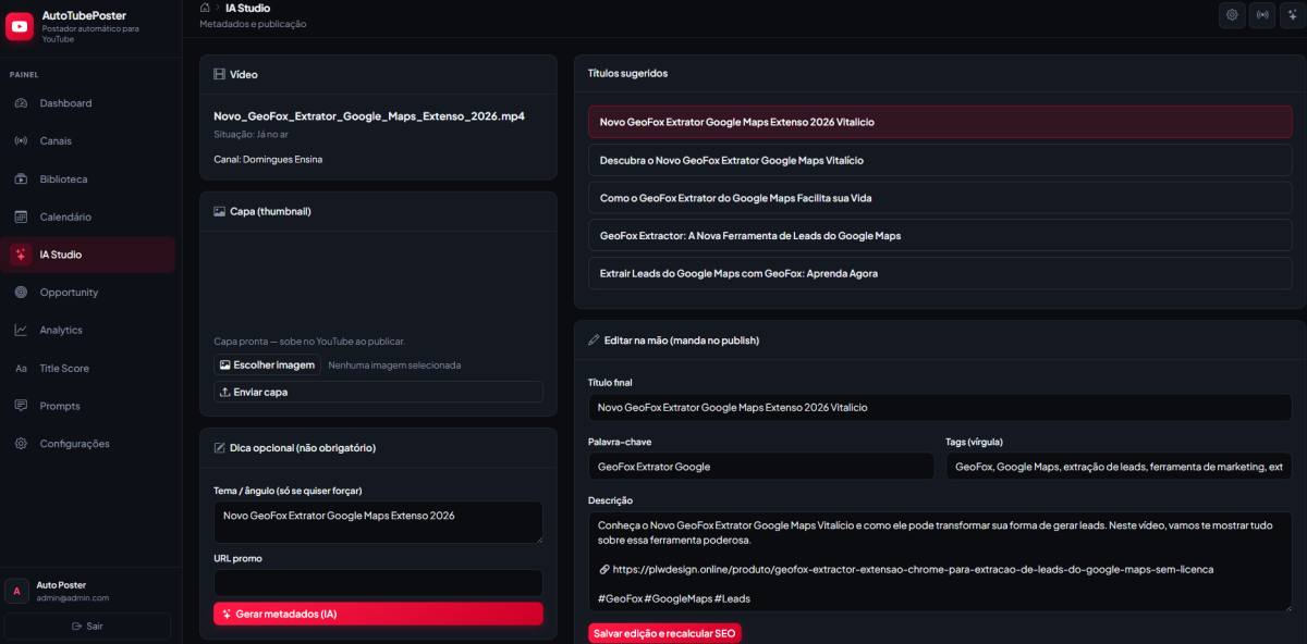 Sistema Postador em PHP Automático para YouTube Multicanais + Código Fonte