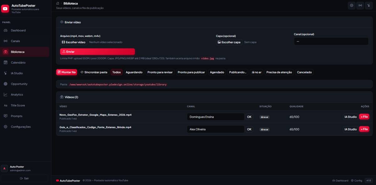 Sistema Postador em PHP Automático para YouTube Multicanais + Código Fonte