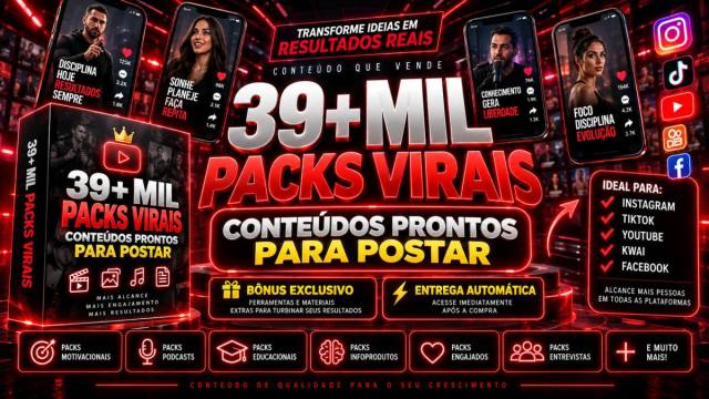 39 Mil+ Vídeos e Cortes Virais para Redes Sociais – Conteúdos Prontos para TikTok, Reels e Shorts