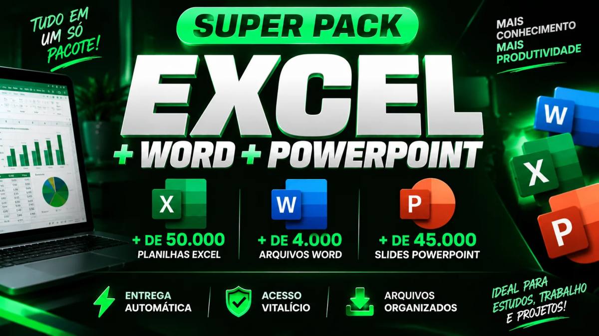 Mega Biblioteca Profissional Office — 99 Mil+ Modelos de Excel, Word e PowerPoint
