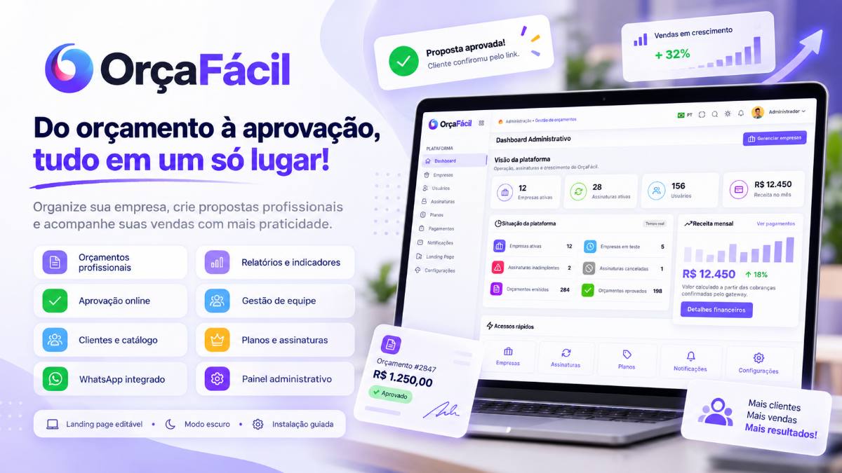 OrçaFácil — Sistema Completo de Orçamentos, Propostas e Gestão de Clientes | SaaS White Label