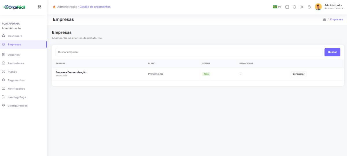 OrçaFácil — Sistema Completo de Orçamentos, Propostas e Gestão de Clientes | SaaS White Label