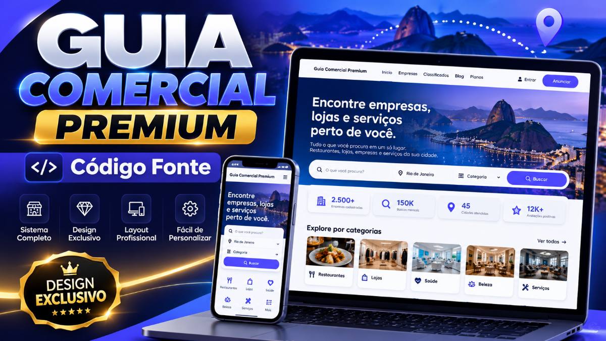 Guia Comercial Premium — Código Fonte PHP com Design Exclusivo
