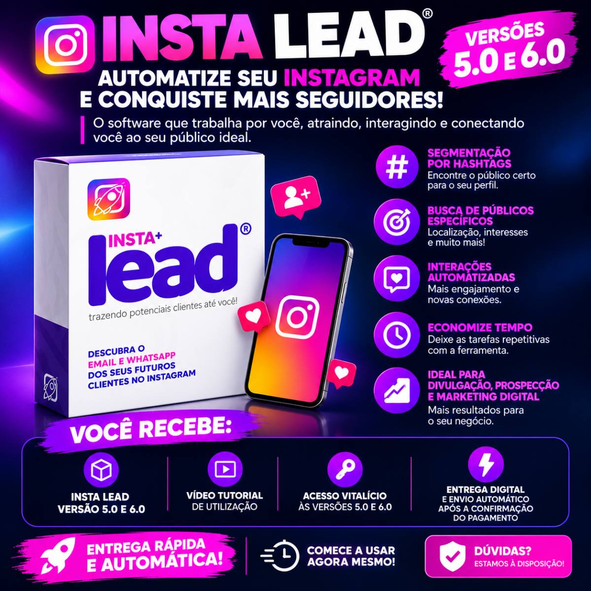 Extrator Instagram Insta Lead| 6.0 | Vitalício Acesso Vitalício - Extração de Leads para Vendas