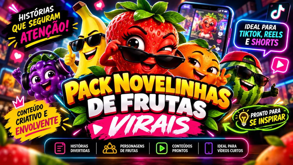 Pack Histórias de Frutas para Vídeos Curtos | Conteúdos Criativos para Reels, TikTok e Shorts