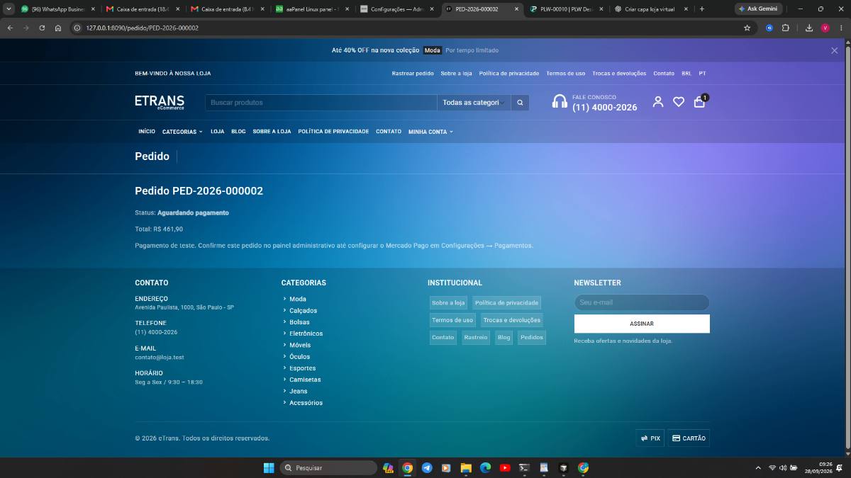 ETrans Loja Virtual Plus 2026 – E-commerce Completo com Painel Admin, Mercado Pago, Frete e Código-Fonte
