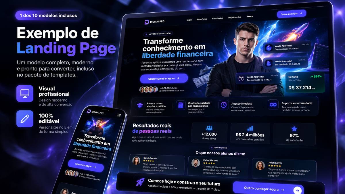 Pack de Templates Elementor em JSON – 10 Landing Pages Profissionais Editáveis