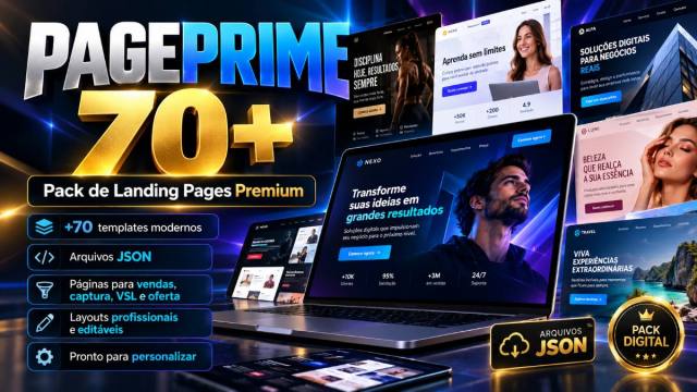PagePrime – +70 Landing Pages Premium em JSON | Pack de Páginas de Vendas