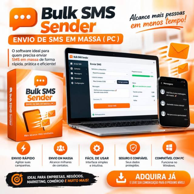 Bulk SMS Sender — Envio de SMS em Massa para PC
