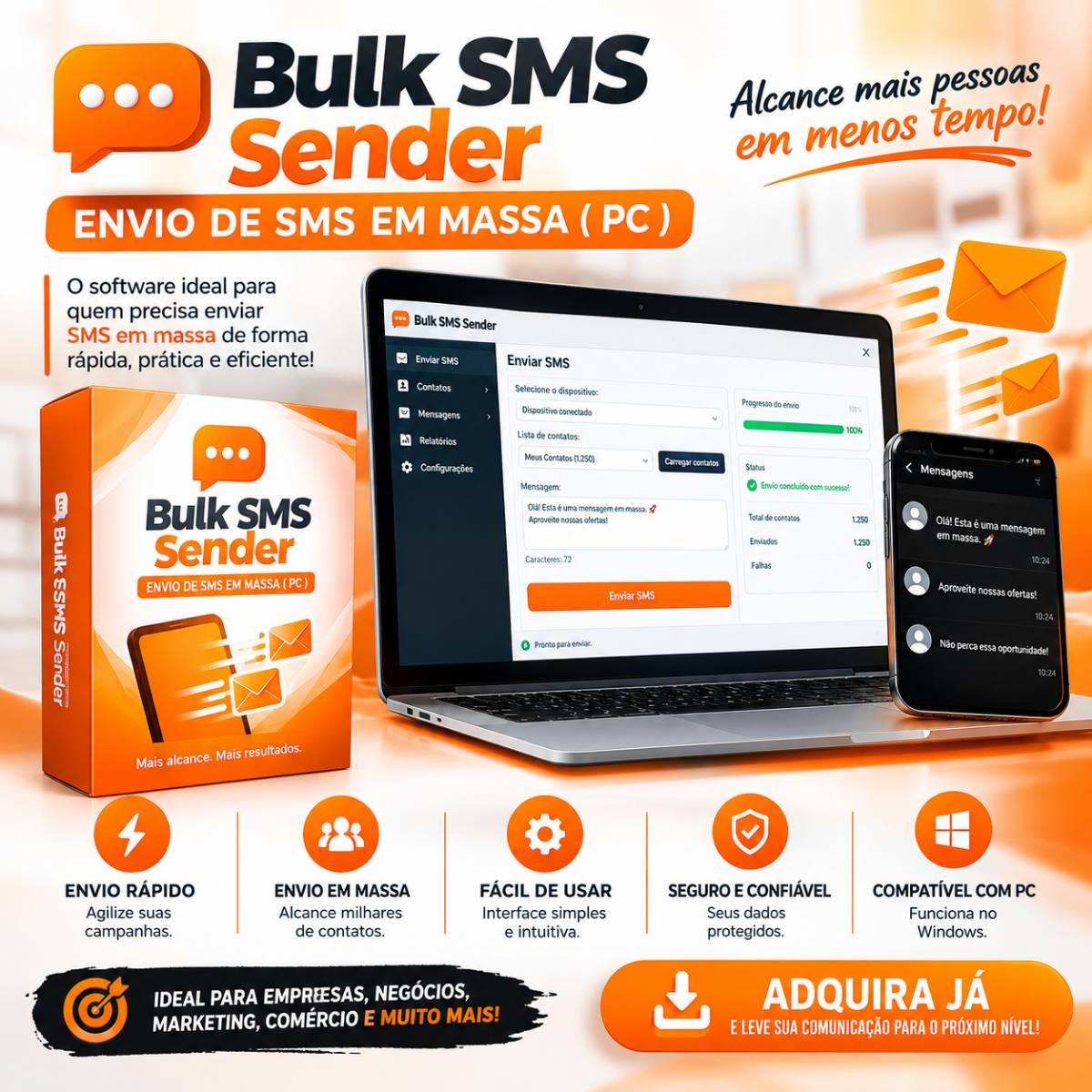 Bulk SMS Sender — Envio de SMS em Massa para PC