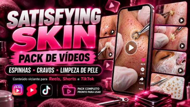 Pack Satisfying Skin – Vídeos de Espinhas, Cravos e Limpeza de Pele para Reels, Shorts e TikTok