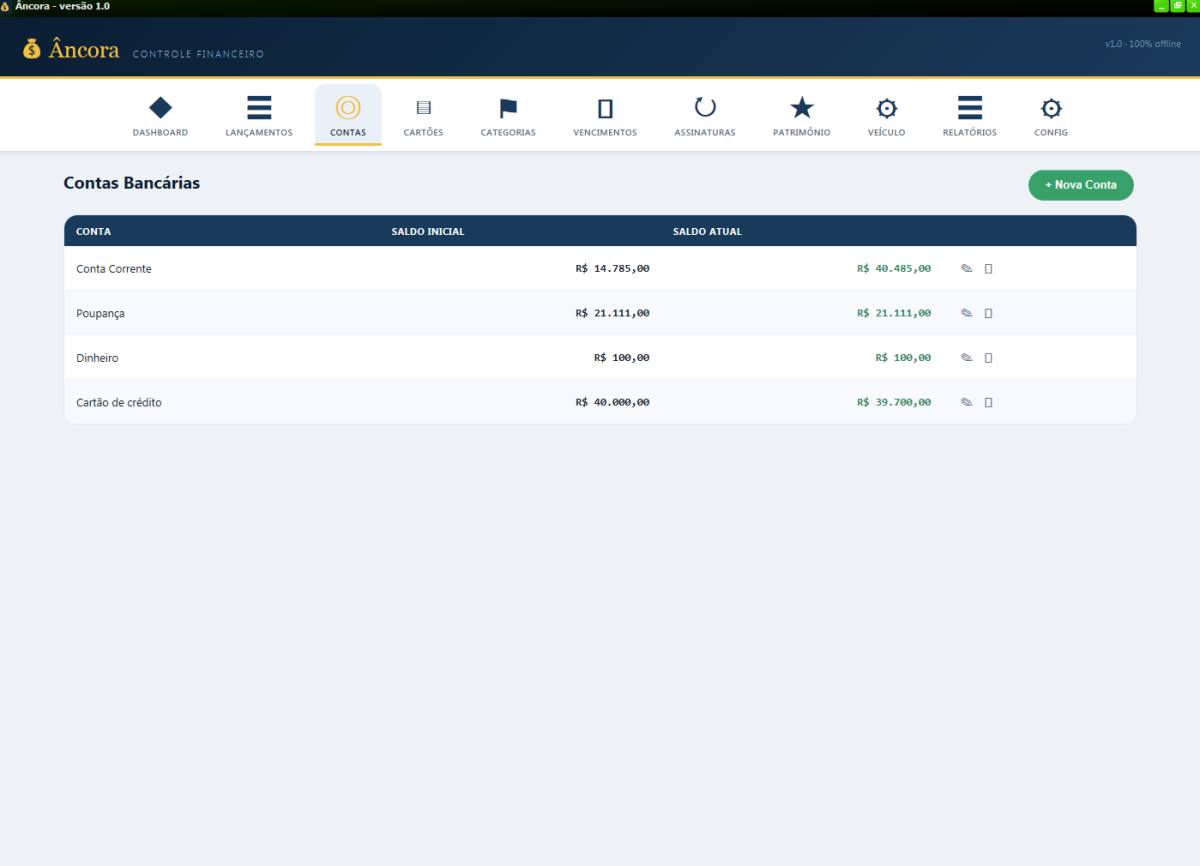 Âncora 1.0 - Software para Controle Financeiro Pessoal