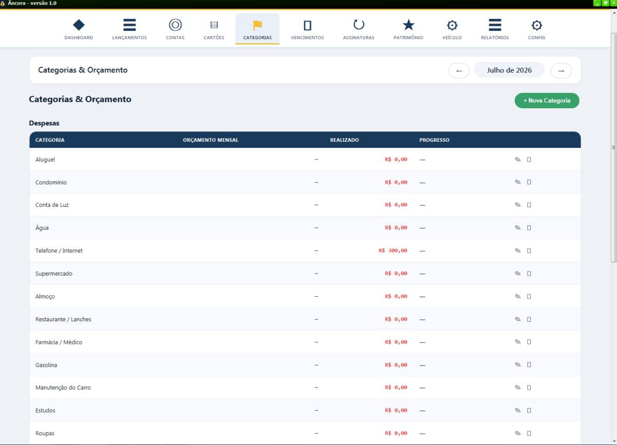 Âncora 1.0 - Software para Controle Financeiro Pessoal