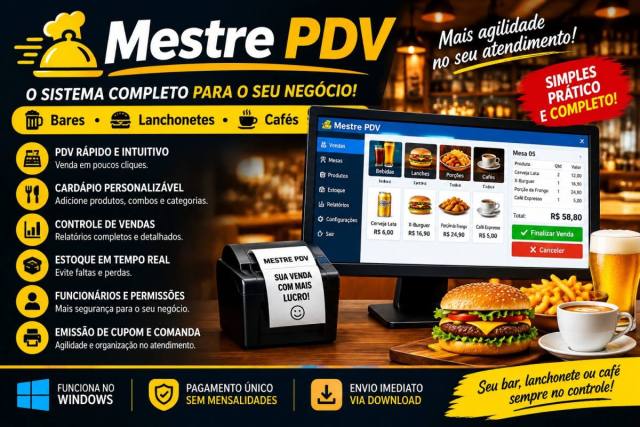 Mestre PDV – Sistema de PDV para Bares, Lanchonetes e Cafés