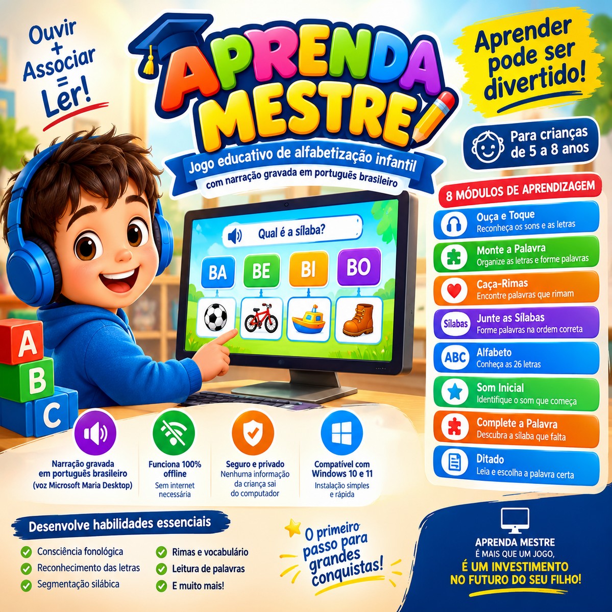 APRENDA MESTRE - Jogo Educativo de Alfabetização Infantil