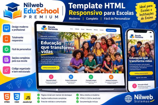 Nilweb EduSchool Premium — Template HTML Responsivo para Escolas
