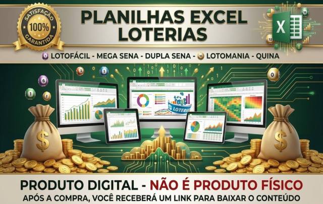 1000 Planilhas de Loterias Lotomania Mega Sena Dupla Sena