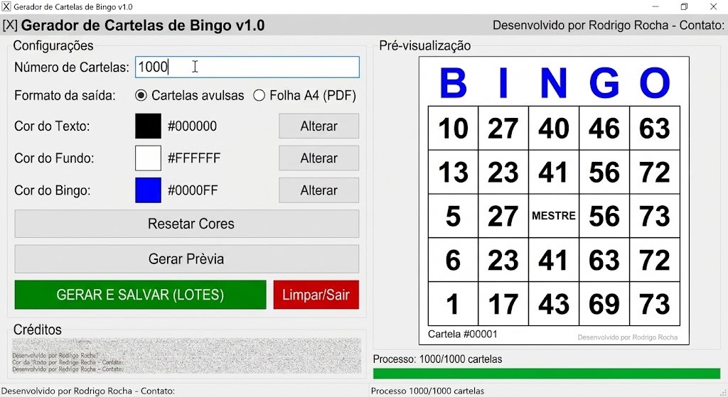 Gerador de Cartelas de Bingo - Bingo Mestre