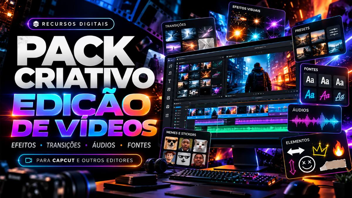 Pack Completo para Edição de Vídeos – Efeitos, Transições, Presets, Fontes, Áudios e Recursos para CapCut