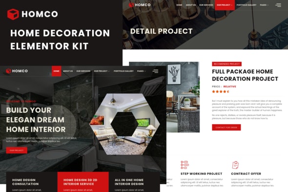 Homco - Kit de Modelos Elementor de Serviços de Design de Interiores para Casa