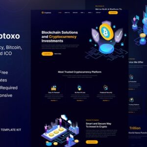 Cryptoxo - Blockchain de criptomoeda e kit de modelo de elemento Bitcoin template