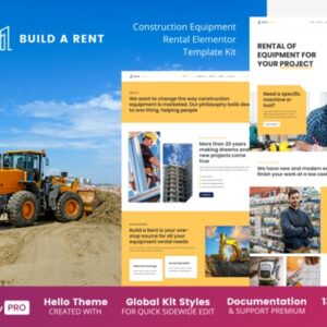 Build-A-Rent - Kit de Modelo Elementor de Aluguel de Equipamento de Construção