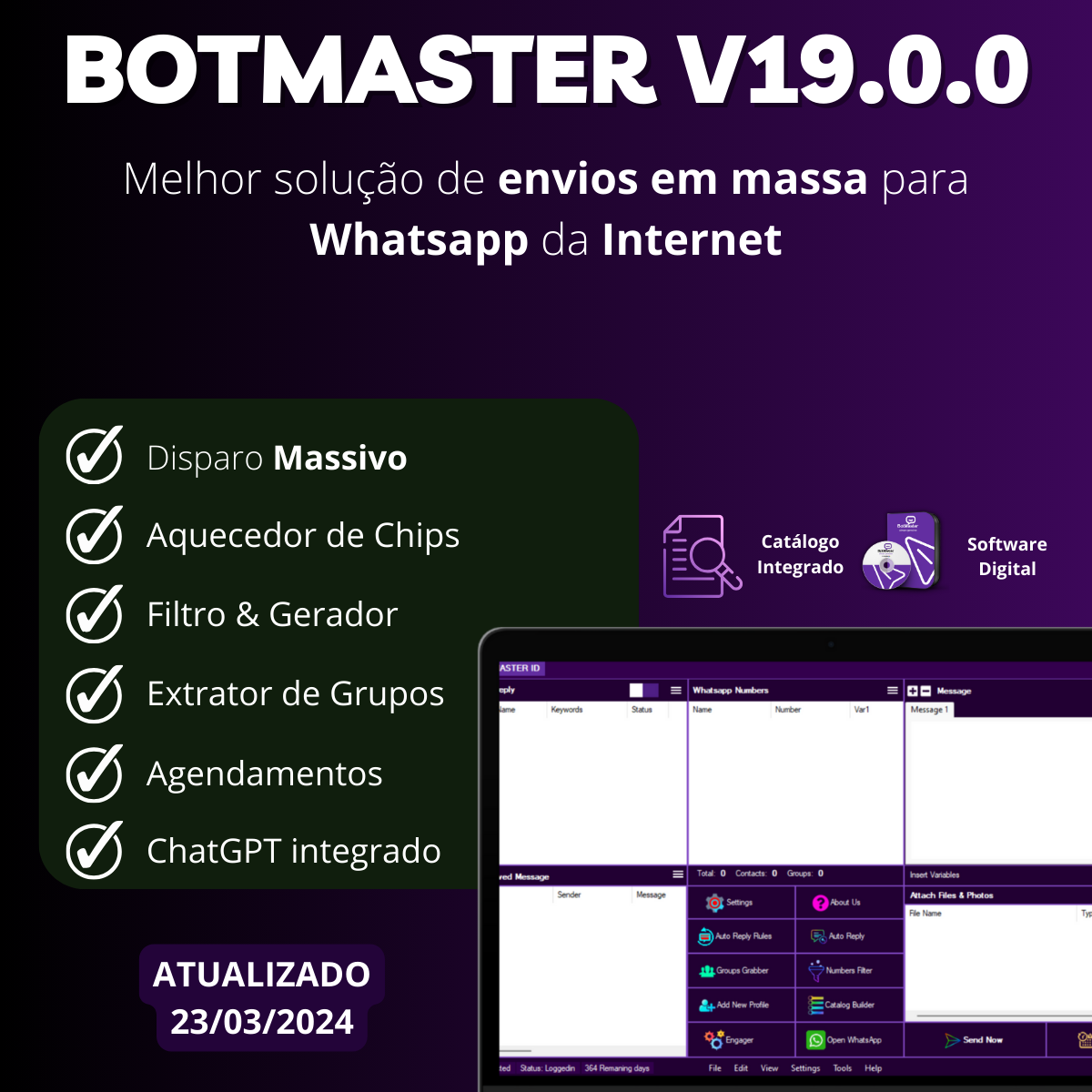 BotMaster Sender Whatsapp v19.0.0 Última Versão Original 2024 - PLW Design