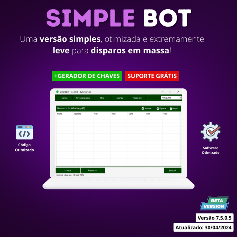 SimpleBot - Disparador para WhatsApp com Rotatividade de Contas 2024 — PLW Design