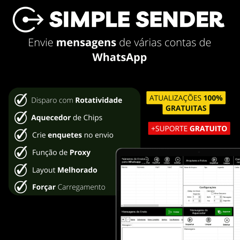 Simple Sender - Disparador Massivo com Rotatividade de Chips 2026 — PLW Design