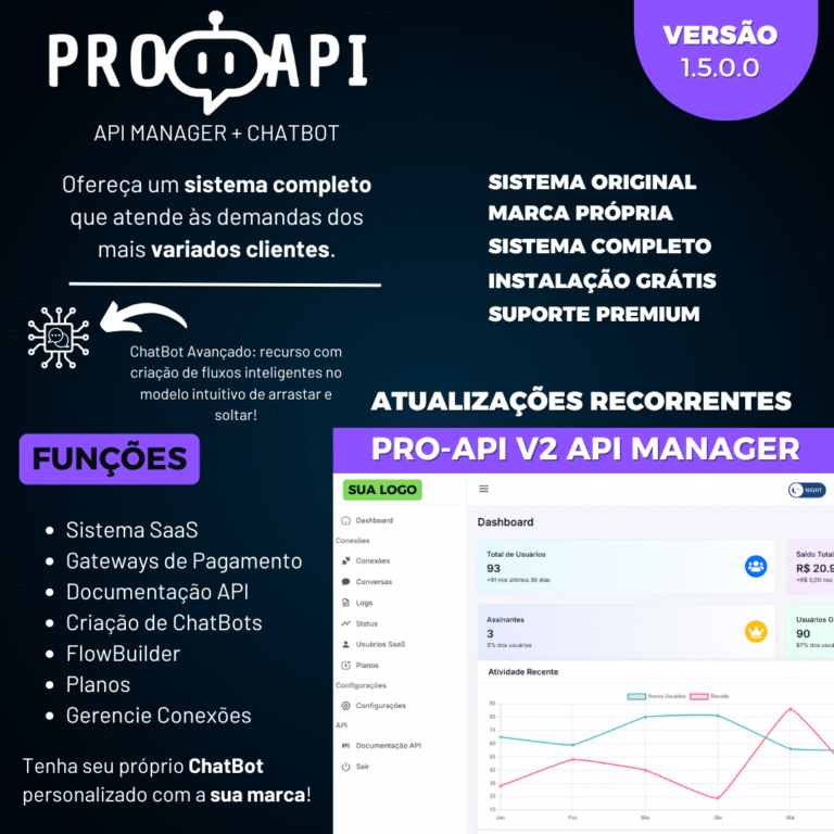 MANAGER API + CHATBOT FLOWBUILDER SAAS | PRO-API V2 — PLW Design
