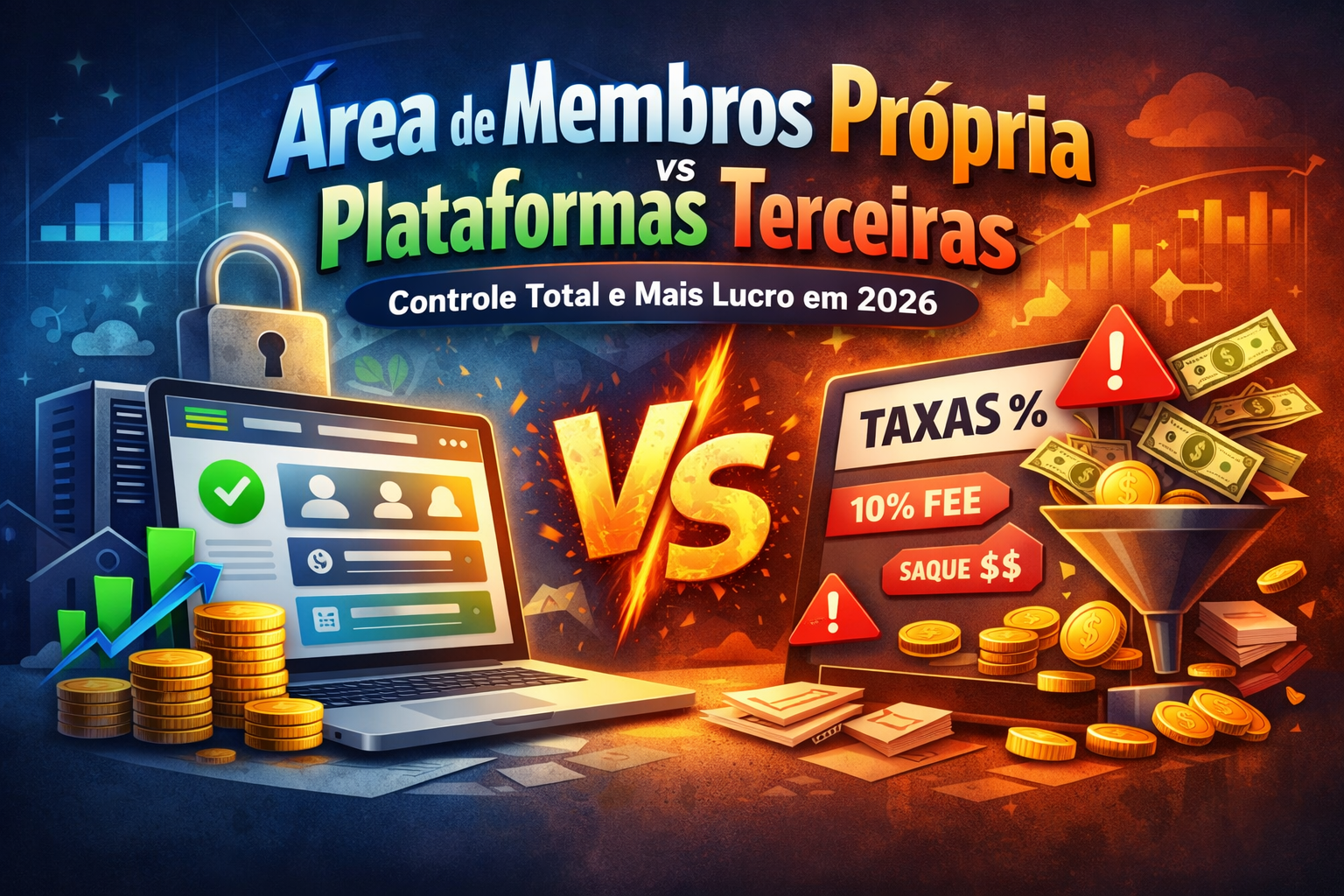Área de Membros Própria vs Plataformas Terceiras: comparativo de custos, taxas e lucro em 2026
