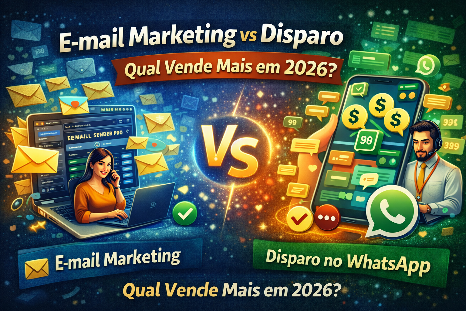 E-mail marketing vs disparo no WhatsApp: qual vende mais em 2026?