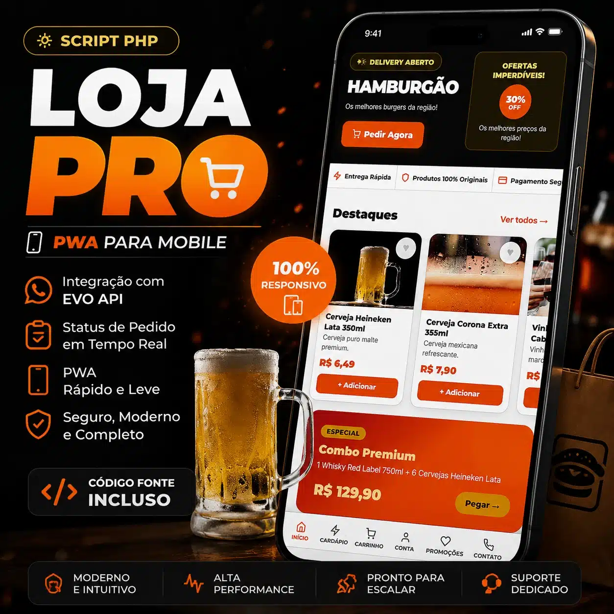Loja Pro PWA – Delivery White Label com EVO API e Código Fonte